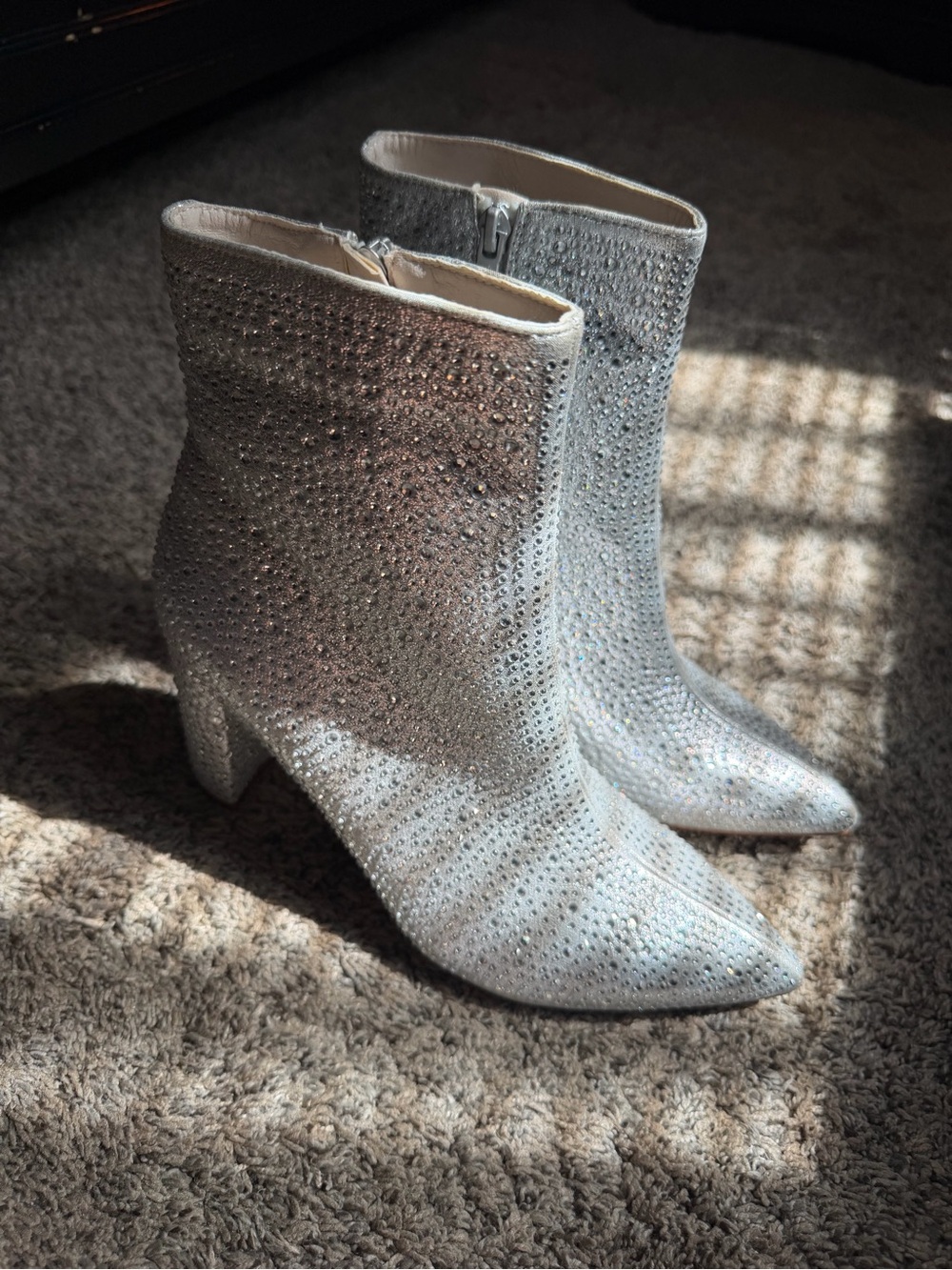 Dream Pairs Silver Rhinestone Ankle Boots